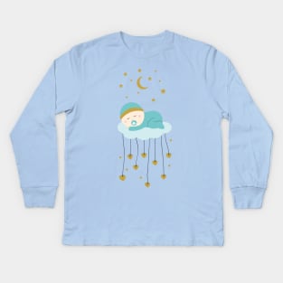 Baby boy and stars Kids Long Sleeve T-Shirt